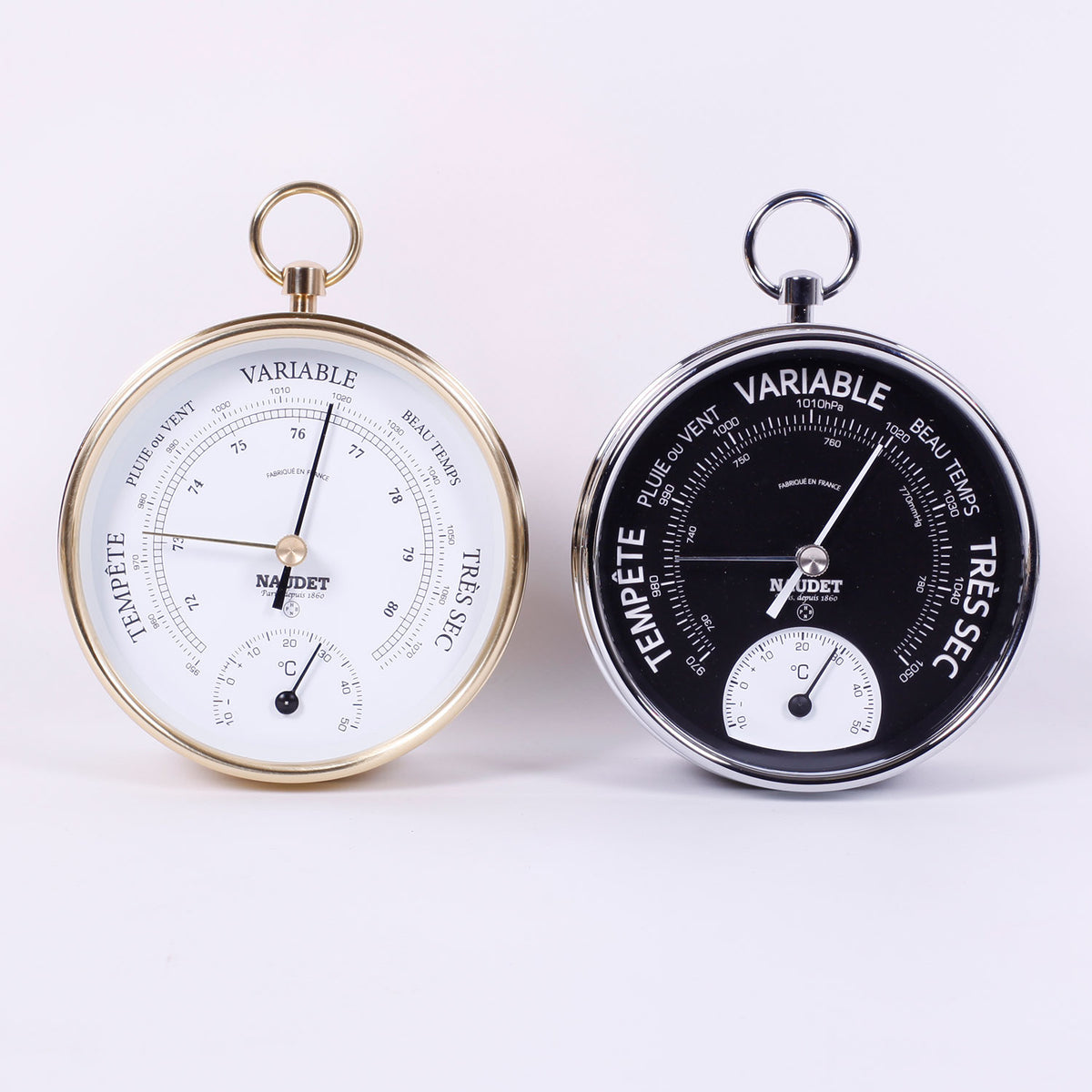 BAROMÈTRE & THERMOMÈTRE<br>À BÉLIÈRE Ø10CM