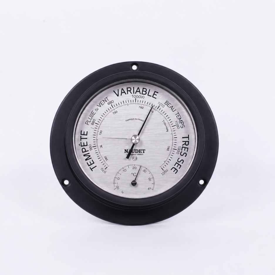 BAROMÈTRE THERMOMÈTRE À COLLERETTE<br>Ø13 CM – SECONDE VIE